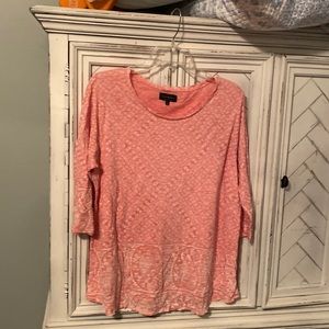 Lucky Brand three-quarter sleeve, pink, and white in color no rips or stains